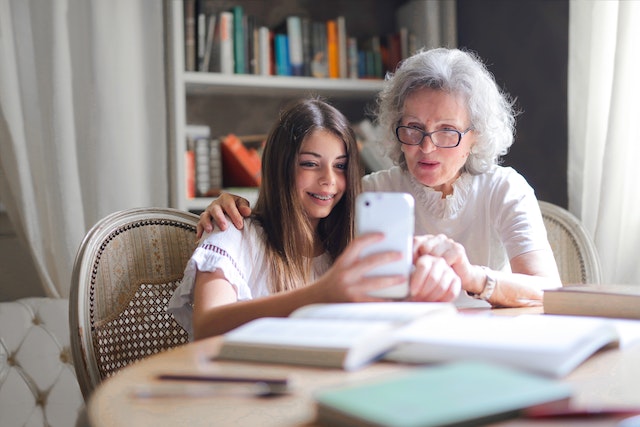 grandmother and grandaughter