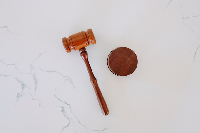 gavel on white desk