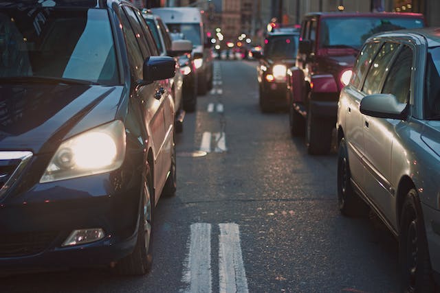 cars on two-lane road